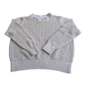 Gap Open Knit Crew Neck Sweater Cream w/Gold Pullover Size XL